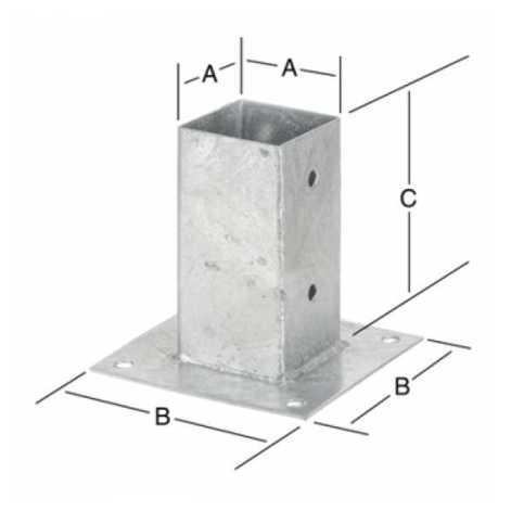 Aufschraubhülse feuerverzinkt 71 x 71 x 150 mm