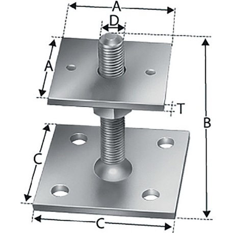 Stützenfuß 208x80x8 mm, verzinkt, zur Schraubmontage