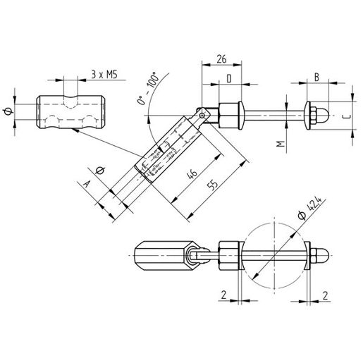 CROSO Edelstahl Schraubterminal mit Gelenk für 5 mm Seil - V4A, ideal für Schraubmontage