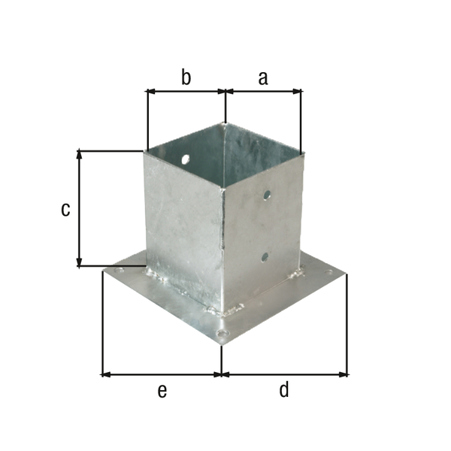 Aufschraubhülse für Vierkantholzpfosten - Feuerverzinkt, 121 mm, Platte 150x150 mm