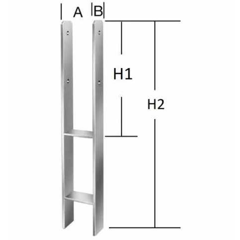 H-Pfostenanker 101 mm x 60 mm x 600 mm x 5 mm