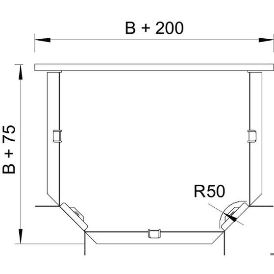 Horizontal T-Abzweigstück mit Winkelverbinder 60x150 mm - Stahl, bandverzinkt