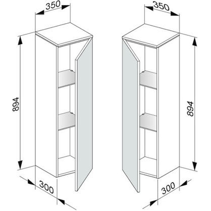 KE Mittelschrank EDITION 400 - 350x894x300mm - T-Ansicht - weiß - 31720380002