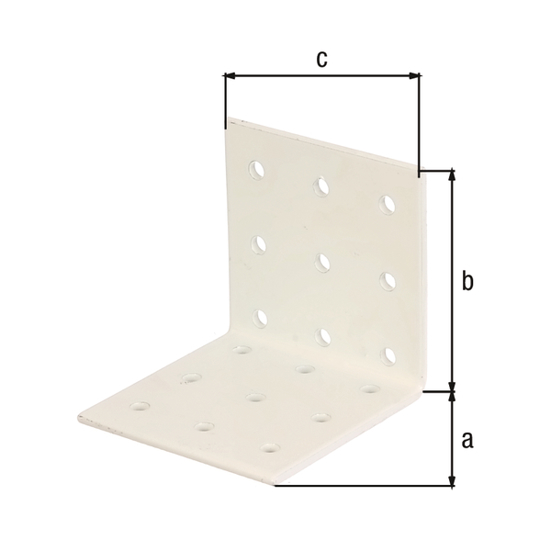 Verzinkter Lochplattenwinkel - Kunststoffbeschichtet - 60x60x60 mm