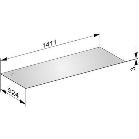 KE Abdeckplatte Edition 11 - Glas Cashmere Klar - 1411x3x524 mm - Badmöbel Abdeckplatte