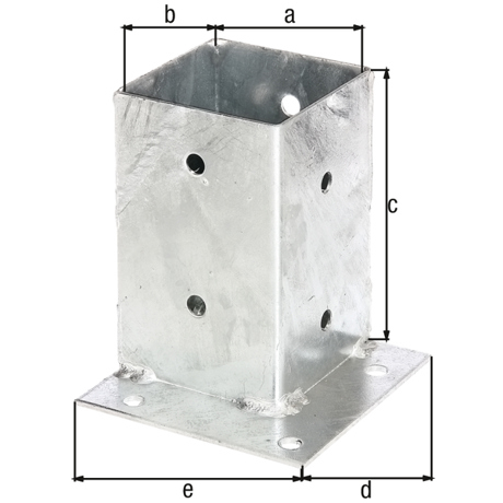 Feuerverzinkte Aufschraubhülse für Vierkantholzpfosten - 91 mm x 134x134 mm