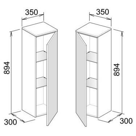 KE Mittelschrank EDITION 400 - 350x894x300mm - T-ans li - Gl Ti kl - 31720760001