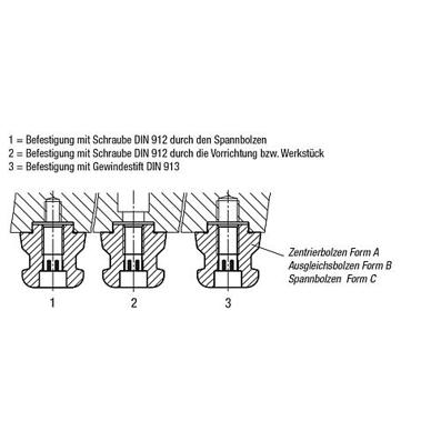 Unilock Spannbolzen 80mm - D1: M16, SW: 17, Form B, Einsatzstahl