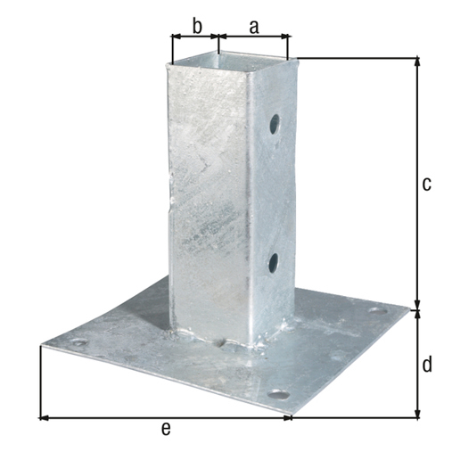 Aufschraubhülse für Vierkantholzpfosten - feuerverzinkt - 61 mm - 150x150 mm Platte
