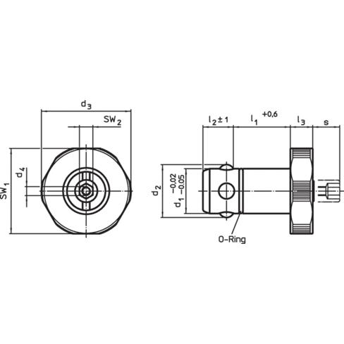 Positionier-Spannbolzen aus Vergütungsstahl - d1=25 mm, l1=30 mm | Artikelnummer: 23111.0027