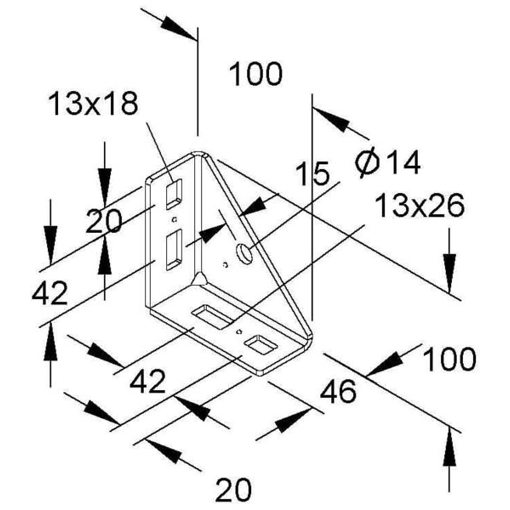 Winkelverbinder 40mm - Robuste Verbindungslösung für Winkel ohne Rippe