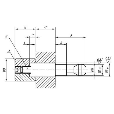 Spannbolzen aus Vergütungsstahl - B=8, C=80