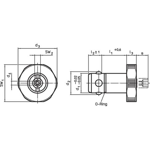 Positionier-Spannbolzen aus Vergütungsstahl - d1: 20 mm, l1: 25 mm | 23111.0020