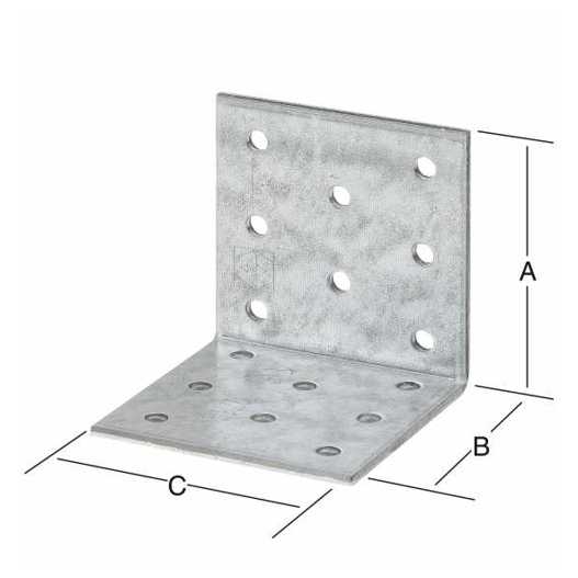 Lochplattenwinkel 40 x 40 x 60 x 2,5 mm | Sendzimirverzinkter Stahl