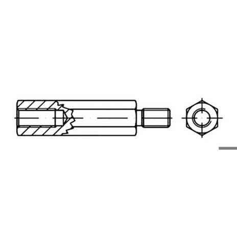 TOOLCRAFT Sechskant-Abstandsbolzen 70 mm Stahl verzinkt 149990 100 St.