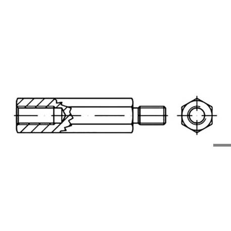 TOOLCRAFT Sechskant-Abstandsbolzen 50 mm Stahl verzinkt 149972 100 St.