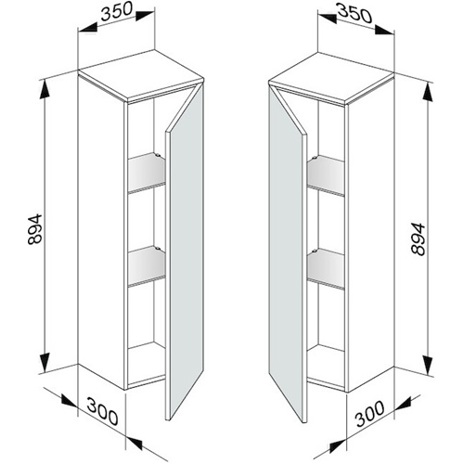 KE Mittelschrank EDITION 400 - T-Anschluss, 350x894x300mm, Art.-Nr. 31720390002