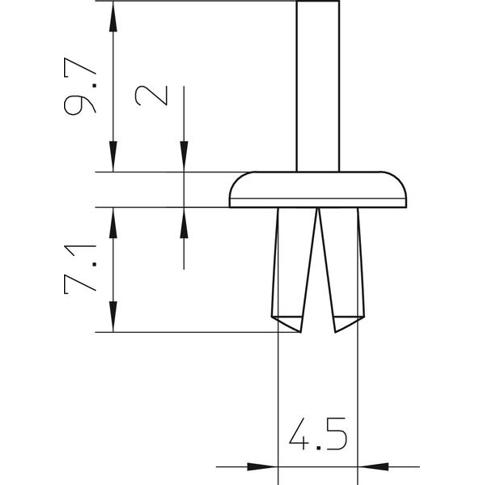 Spreizniet Größe 1 - Ø4,5mm - Polypropylen - Lichtgrau RAL 7035