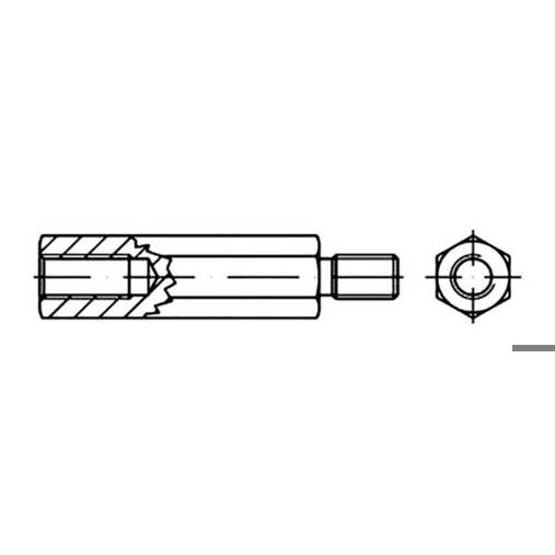 TOOLCRAFT Sechskant-Abstandsbolzen 8 mm Stahl verzinkt 149942 100 St.