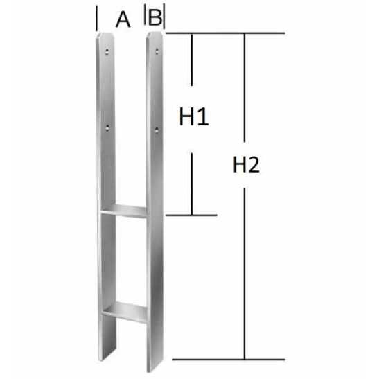 H-Pfostenanker 91 x 60 x 600 mm, 5 mm Stärke