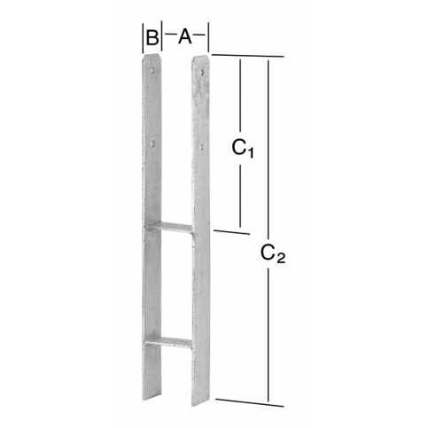 H-Pfostenanker 101 mm x 60 mm x 600 mm x 5 mm