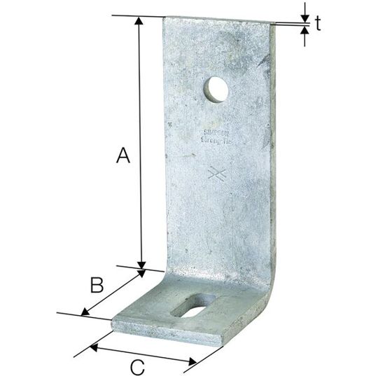 Beton-Winkelverbinder 75x75x6x50 mm - feuerverzinkt - Ø14 mm