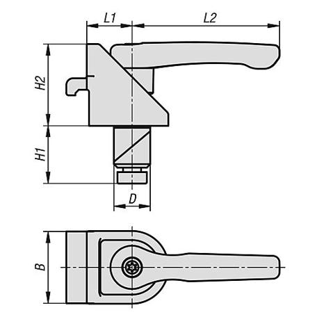 Edelstahl Spannbolzen mit Klemmwinkel - Durchmesser 20 mm - Blank