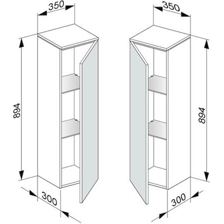 KE Mittelschrank EDITION 400 - T-ans li an/an - 350x894x300mm - Badmöbel