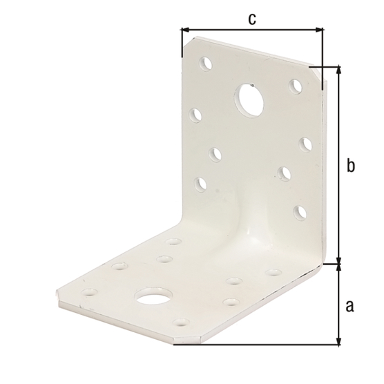 Schwerlast Winkelverbinder mit Sicke - Verzinkte, weiße, kunststoffbeschichtete Ausführung, 70x70x55 mm
