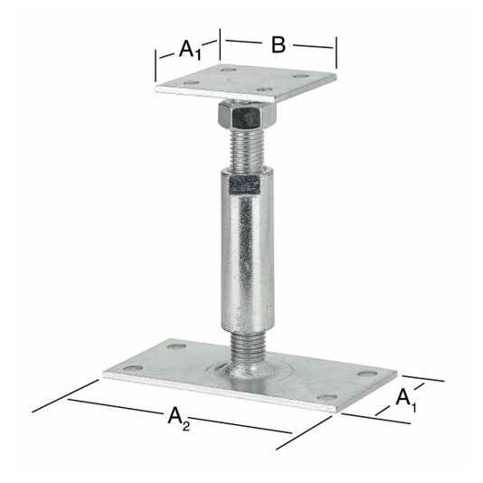 Stützenfuß Podest-Stützenschuh | Verzinkter Stahl | 150/70 x 70 x 80 x mind. 130 mm | CE
