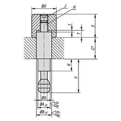 Spannbolzen aus Vergütungsstahl - B=12mm, C=100mm