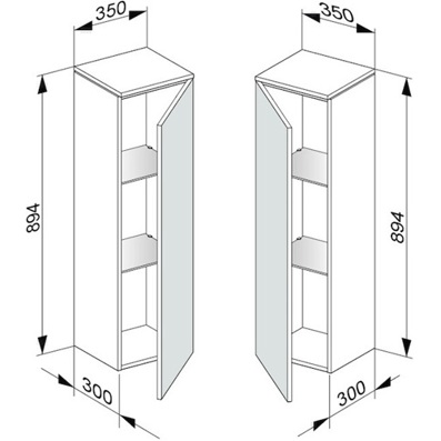 KE Mittelschrank EDITION 400 - 350x894x300mm - T-Ansatz - Glasklar - Modell 31720750002